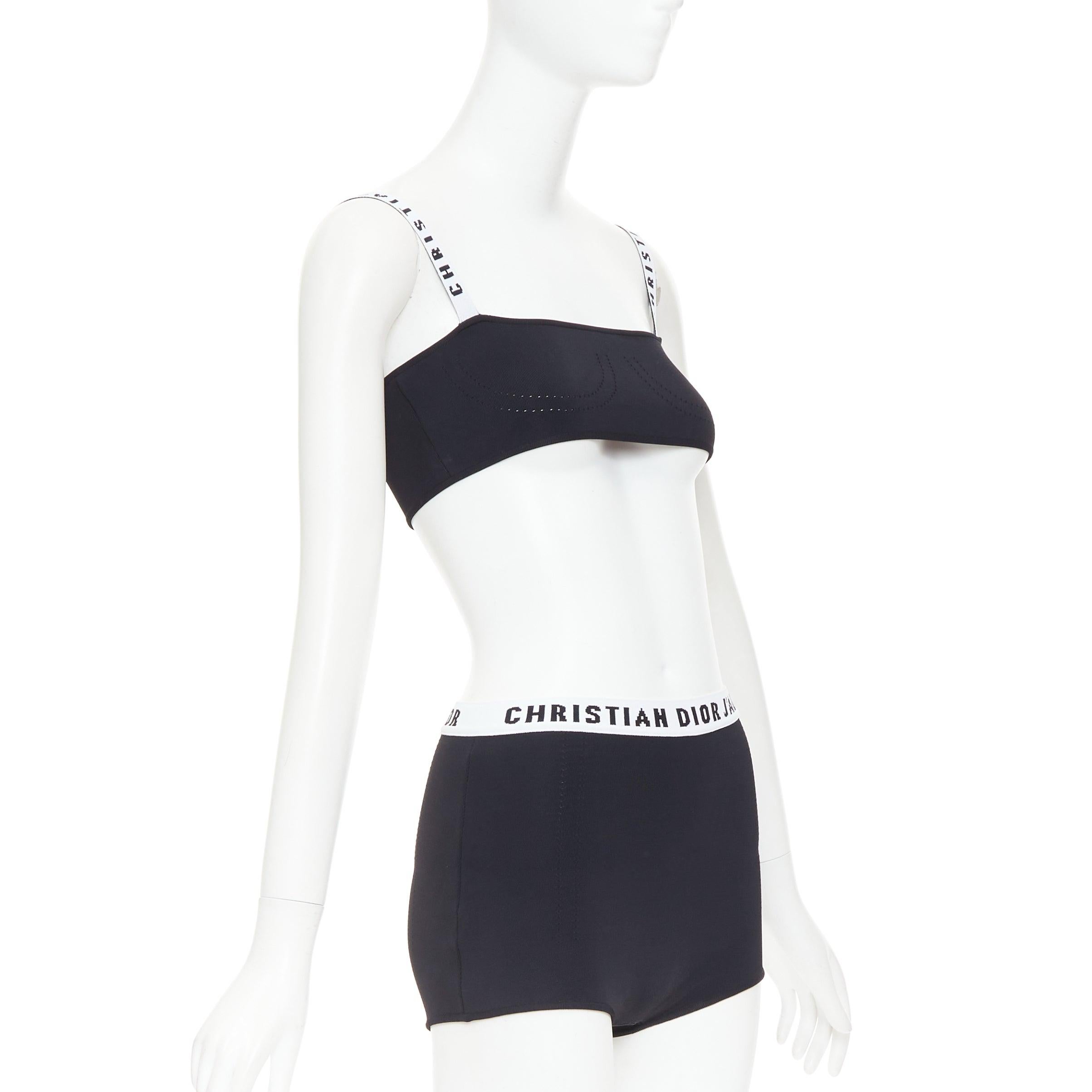 Nero CHRISTIAN DIOR black white J'Adior logo bra shorts lounge set XS in vendita