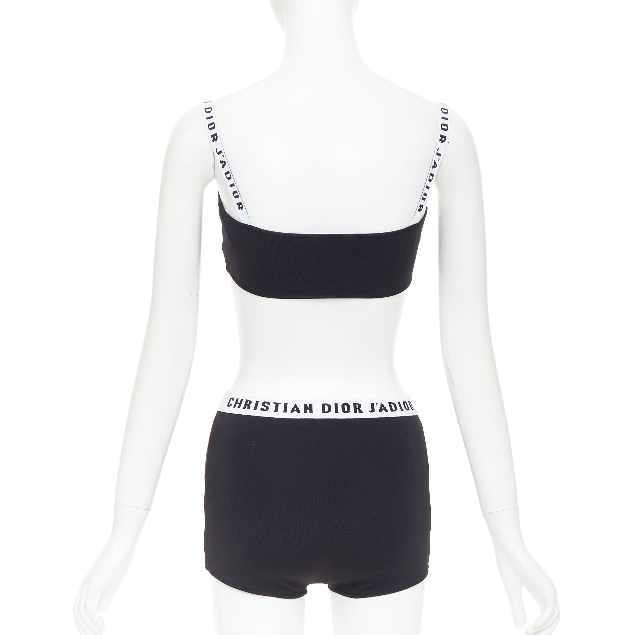 Donna CHRISTIAN DIOR black white J'Adior logo bra shorts lounge set XS in vendita