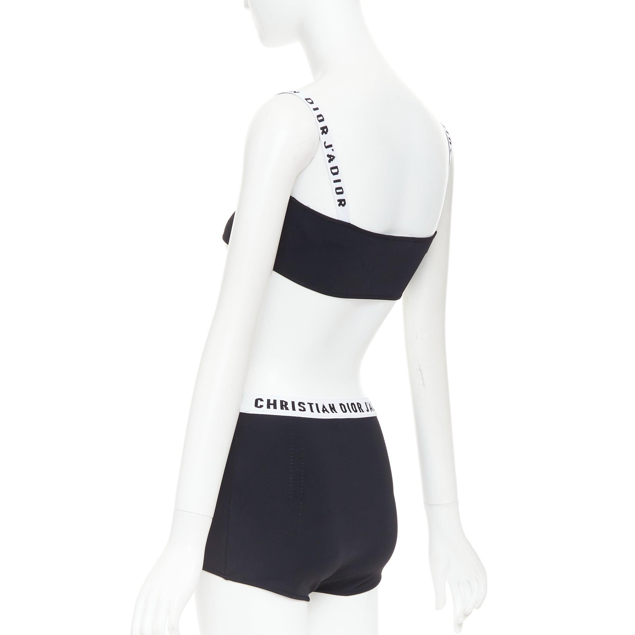 CHRISTIAN DIOR black white J'Adior logo bra shorts lounge set XS in vendita 1