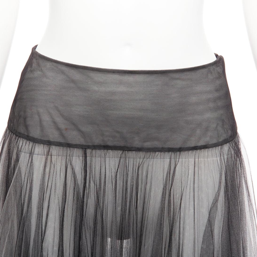 CHRISTIAN DIOR black white layered tulle sheer flared skirt S For Sale 3