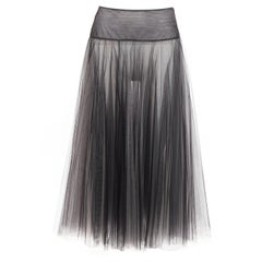 CHRISTIAN DIOR black white layered tulle sheer flared skirt S