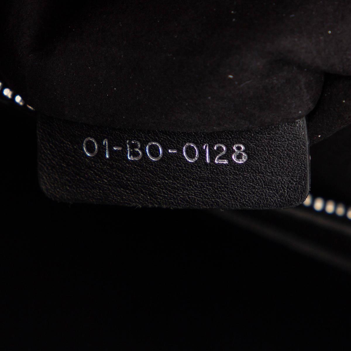 CHRISTIAN DIOR black & white leather 2018 CHECK LADY DIOR MEDIUM TOTE Bag For Sale 2