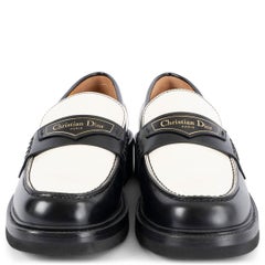 CHRISTIAN DIOR black & white leather 2022 BOY Loafers Shoes 38.5
