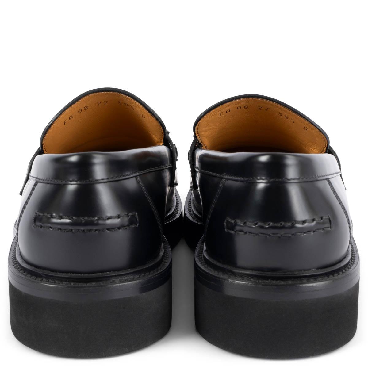 Women's CHRISTIAN DIOR black & white leather 2022 BOY Loafers Shoes 38.5