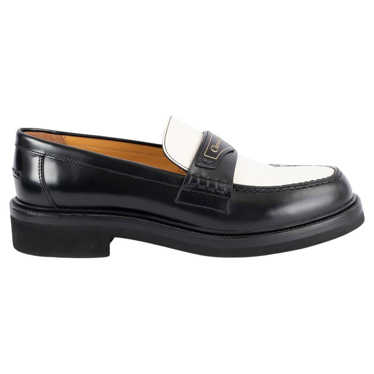 CHRISTIAN DIOR black & white leather 2022 BOY Loafers Shoes 38.5