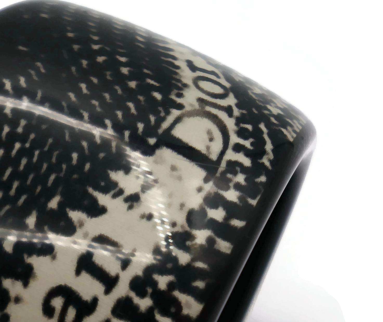 CHRISTIAN DIOR Pulsera de resina blanca y negra con estampado de pata de gallo en venta 6