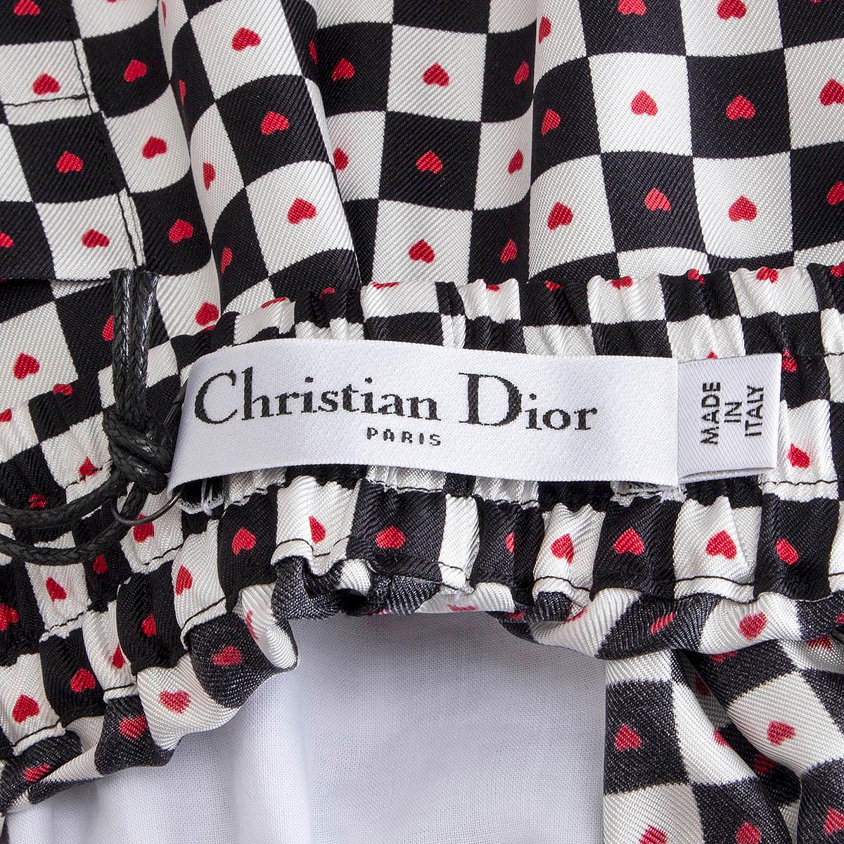 CHRISTIAN DIOR black white silk 2021 DIORAMOUR CROPPED Pants 38 S For Sale 1
