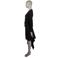 CHRISTIAN DIOR black & white silk ASYMMETRIC DRAPED Dress 38 S