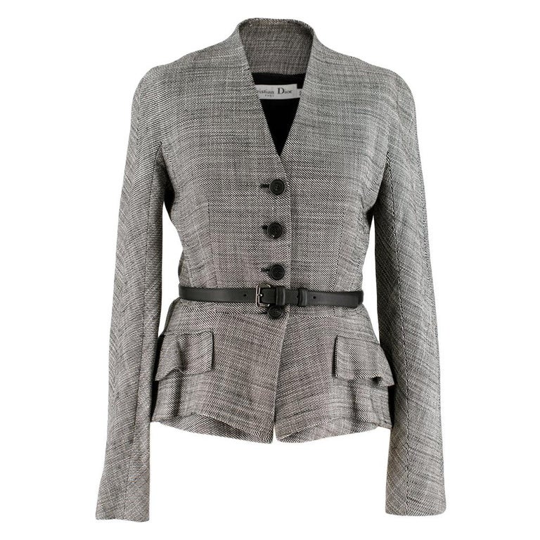 Christian Dior Black and White Silk-Wool Blazer S at 1stDibs