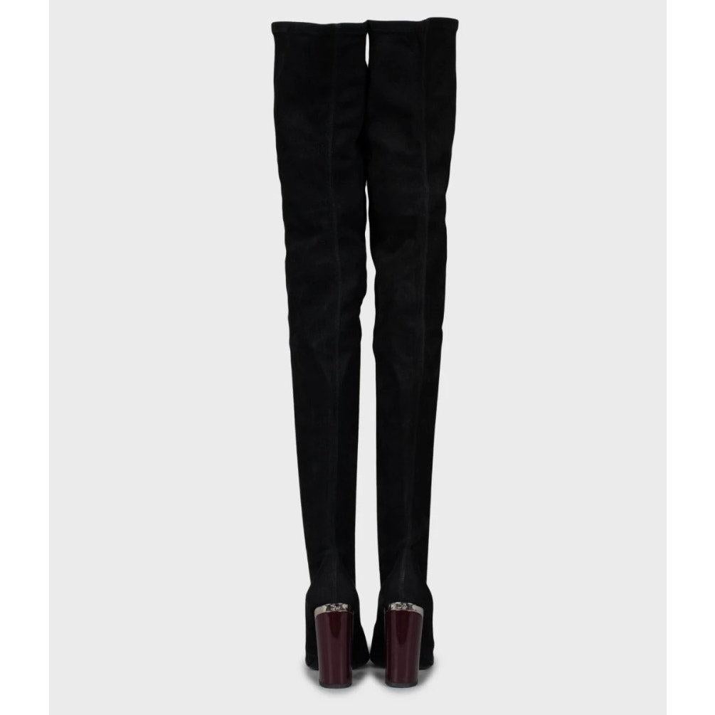 Christian Dior Schwarz & Weiß Wildleder Over-the-Knee Stiefel Sz.38 Damen im Angebot