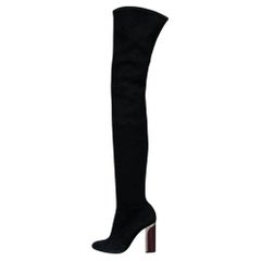 Christian Dior Black & White Suede Over-the-Knee Boots Sz.38