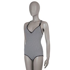 CHRISTIAN DIOR black  white viscose 2020 HOUNDSTOOTH Bodysuit S