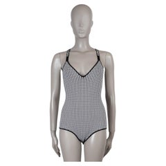 CHRISTIAN DIOR black  white viscose 2020 HOUNDSTOOTH Bodysuit S