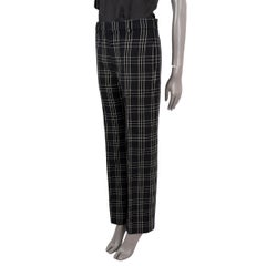 CHRISTIAN DIOR black & white wool 2018 CHECK TWEED Pants 36 XS