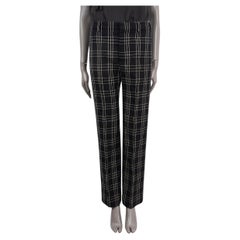 CHRISTIAN DIOR black & white wool 2018 CHECK TWEED Pants 36 XS