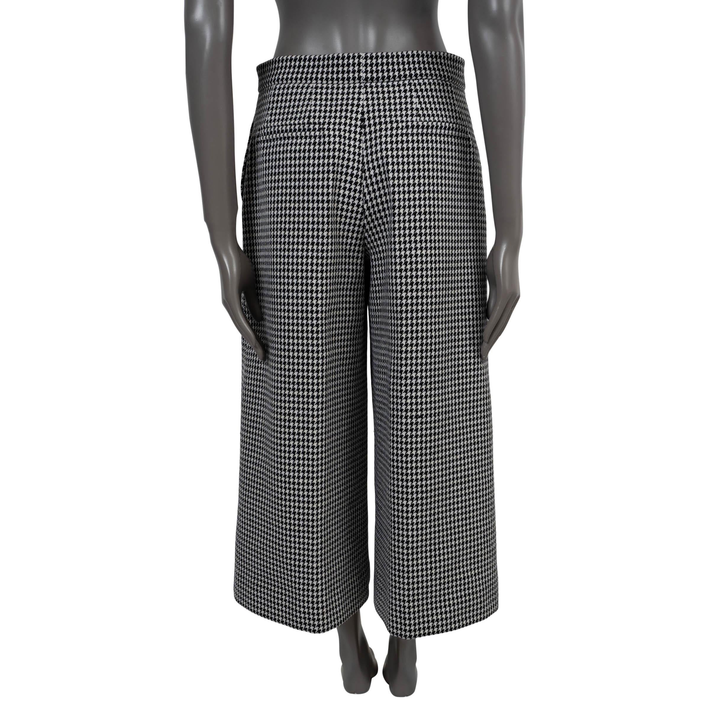 Black CHRISTIAN DIOR black & white wool 2019 HOUNDSTOOTH CULOTTES Pants 38 S For Sale