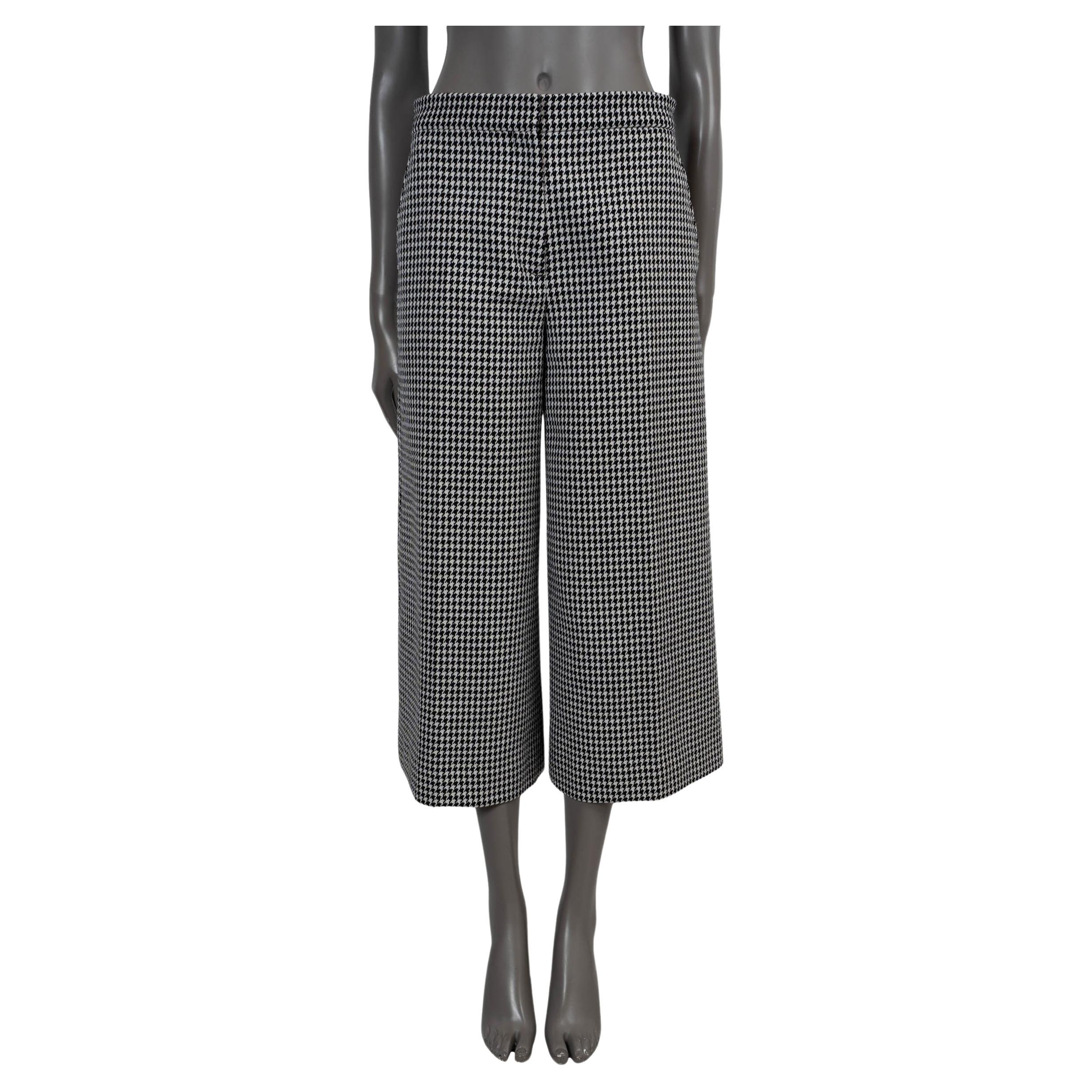 CHRISTIAN DIOR black & white wool 2019 HOUNDSTOOTH CULOTTES Pants 38 S For Sale