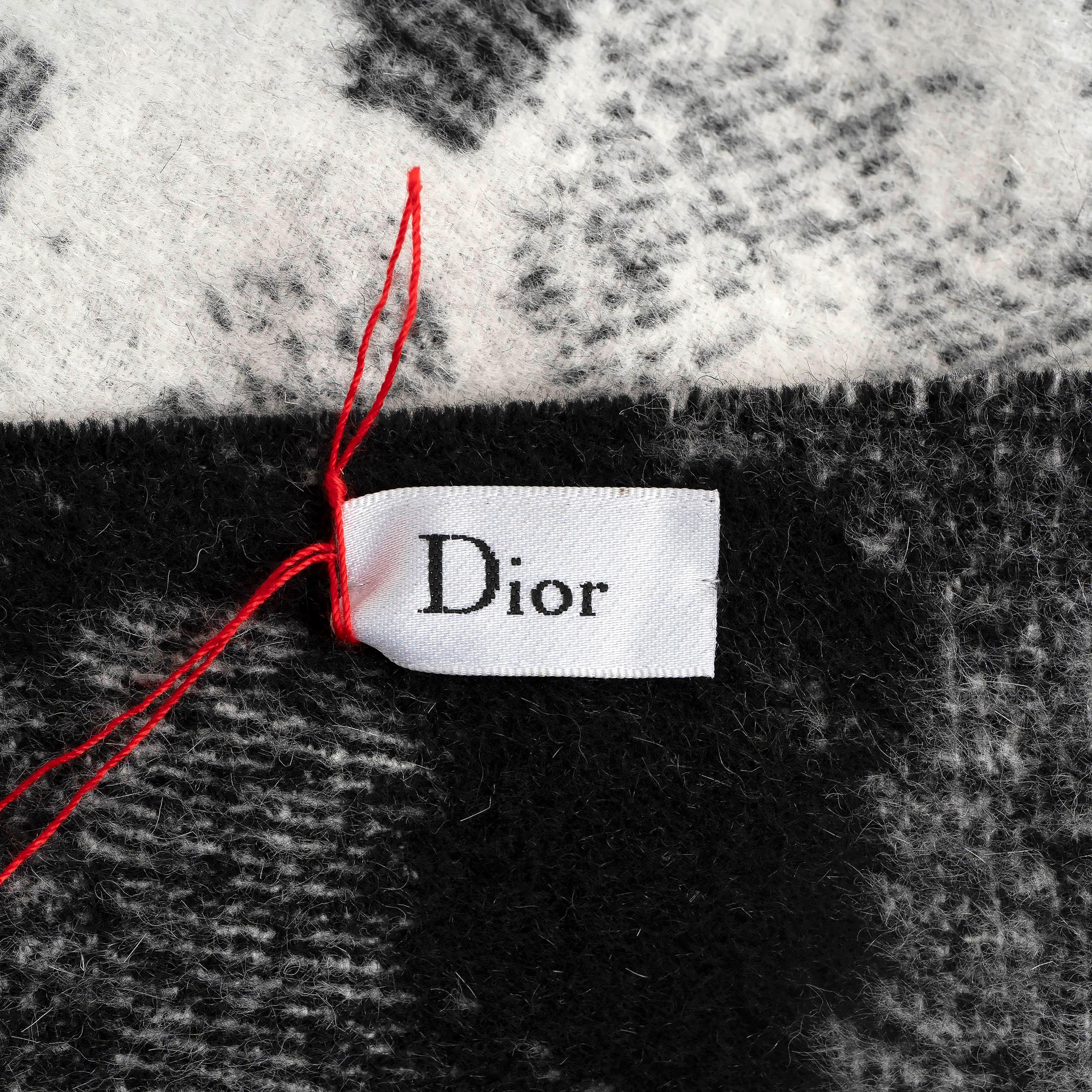 Women's or Men's CHRISTIAN DIOR black white wool 2019 TOILE DE JOUY SAUVAGE Throw Scarf