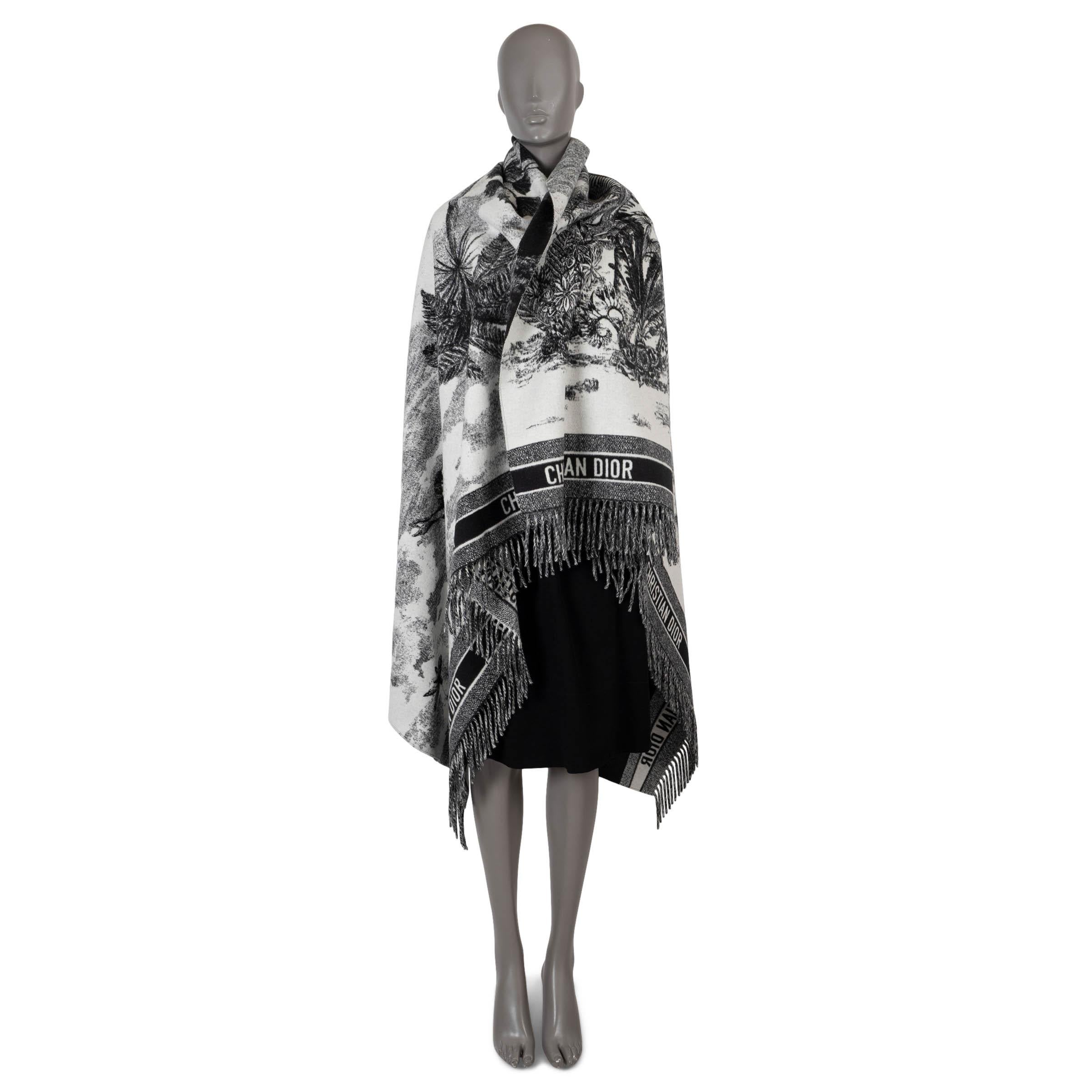 CHRISTIAN DIOR black white wool 2019 TOILE DE JOUY SAUVAGE Throw Scarf 1