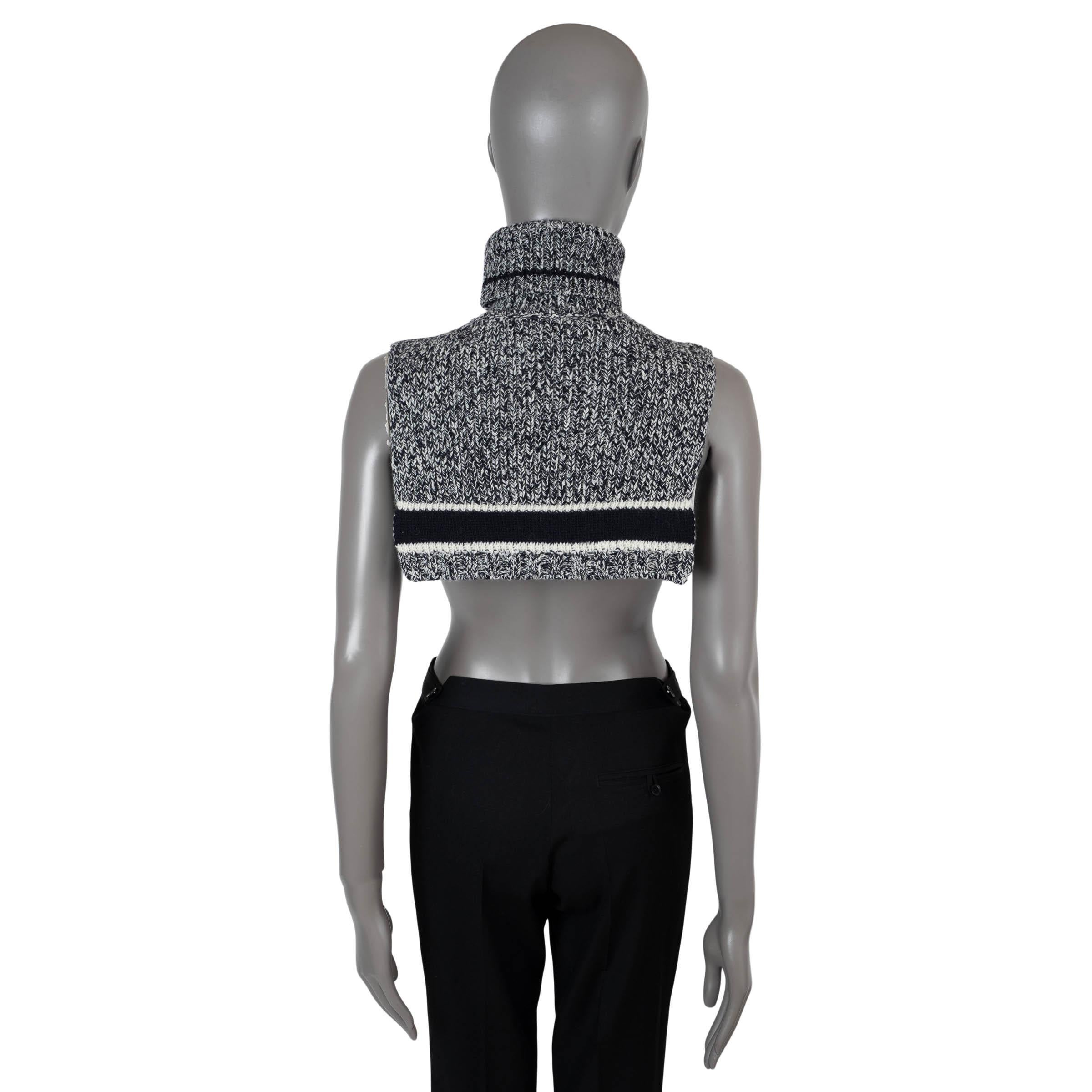Black CHRISTIAN DIOR black white wool 2019 TURTLENECK PONCHO Scarf