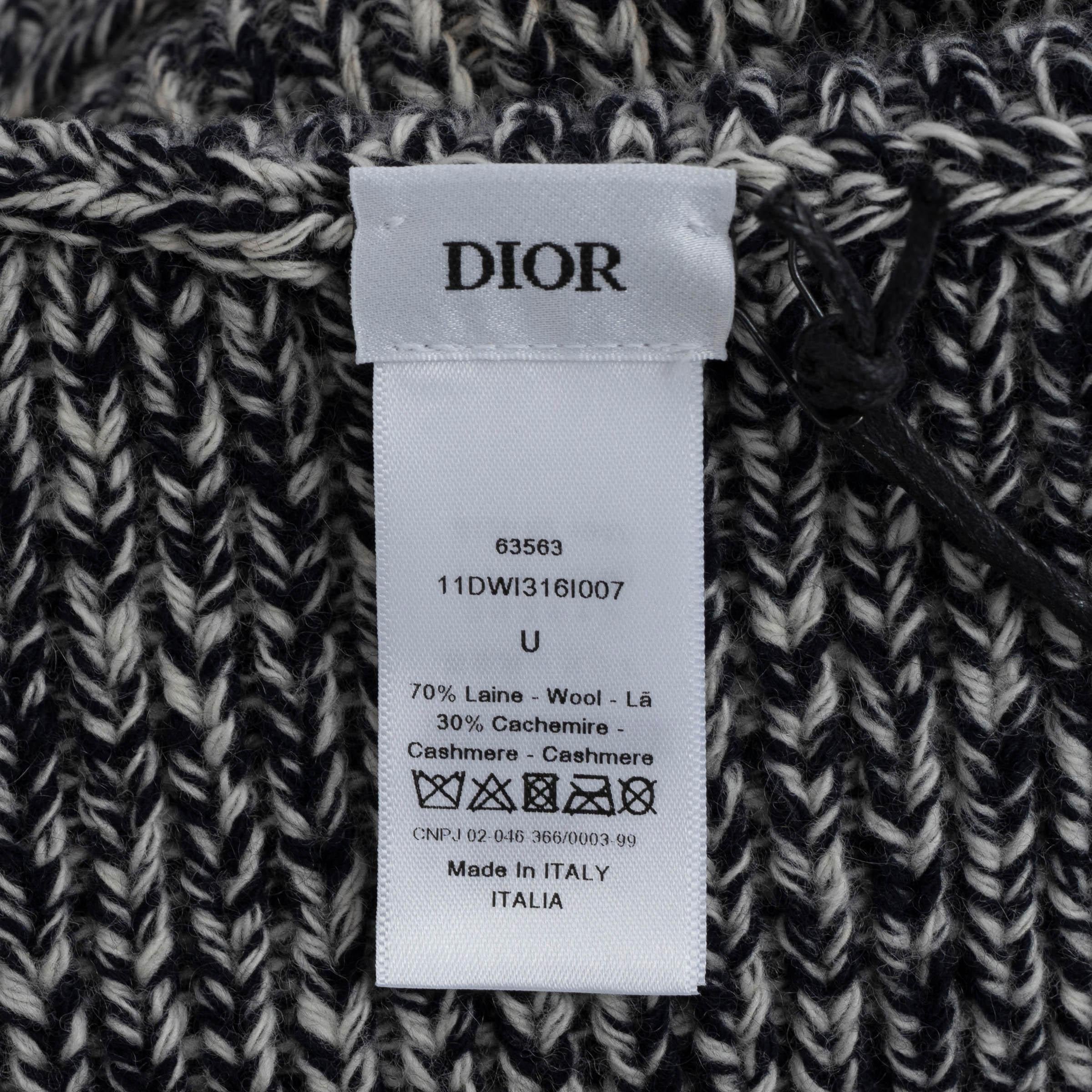 CHRISTIAN DIOR black white wool 2019 TURTLENECK PONCHO Scarf 2