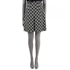 CHRISTIAN DIOR black & white wool 2022 CHECK'N'DIOR MINI Skirt XS