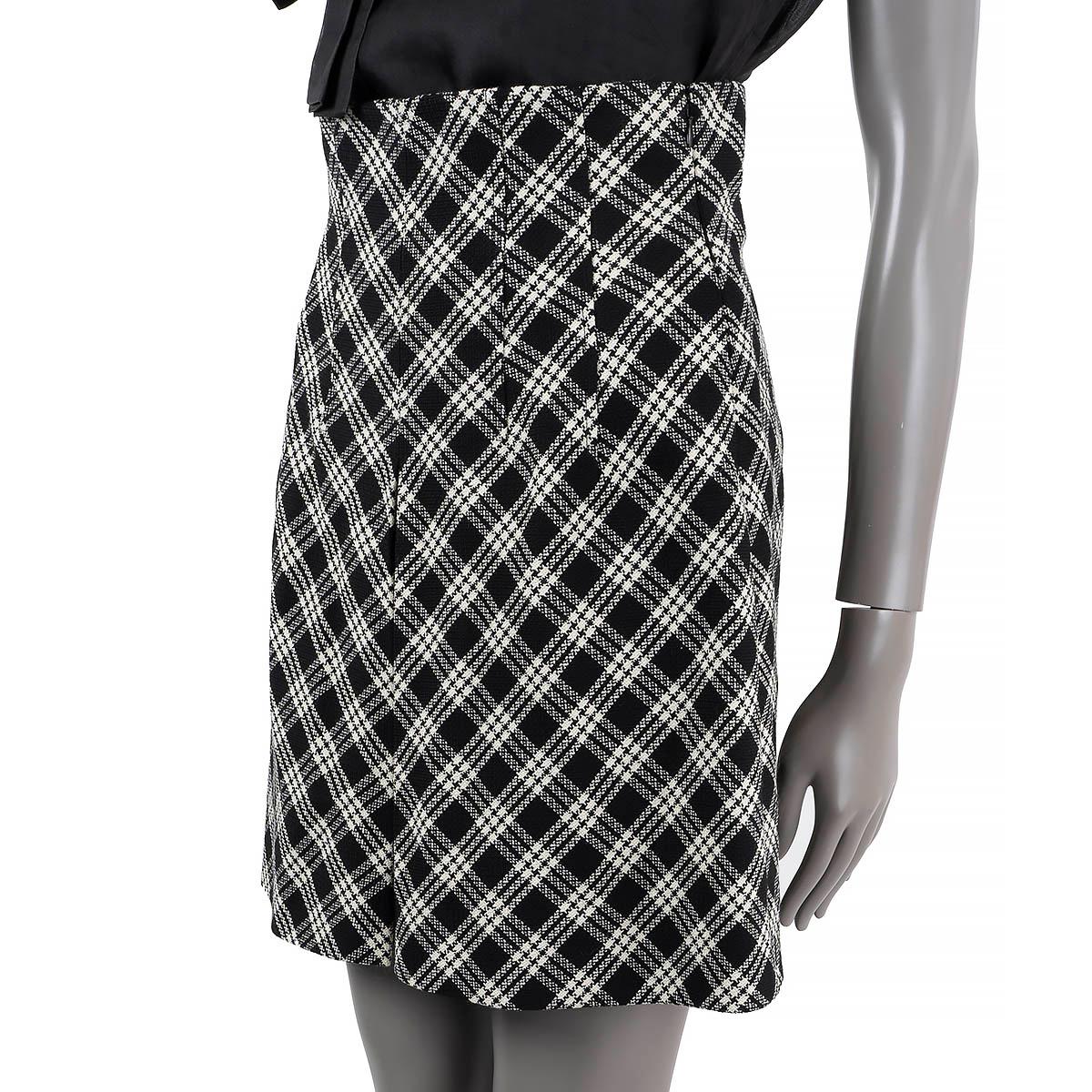 Women's CHRISTIAN DIOR black & white wool 2022 CHECK'N'DIOR MINI Skirt XS