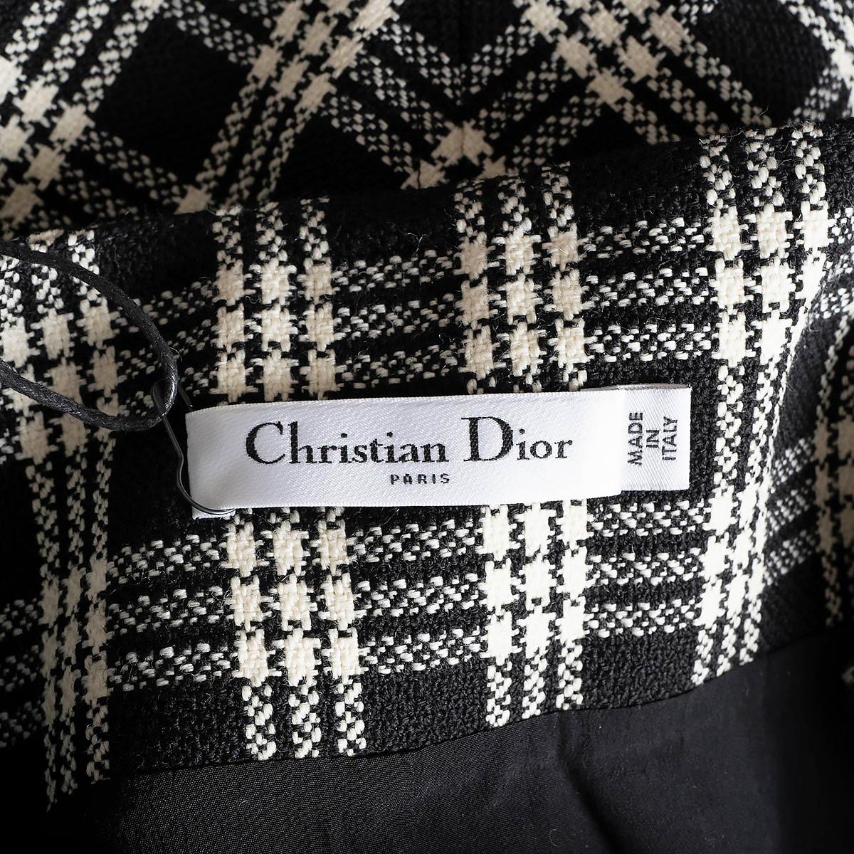 CHRISTIAN DIOR black & white wool 2022 CHECK'N'DIOR MINI Skirt XS 3