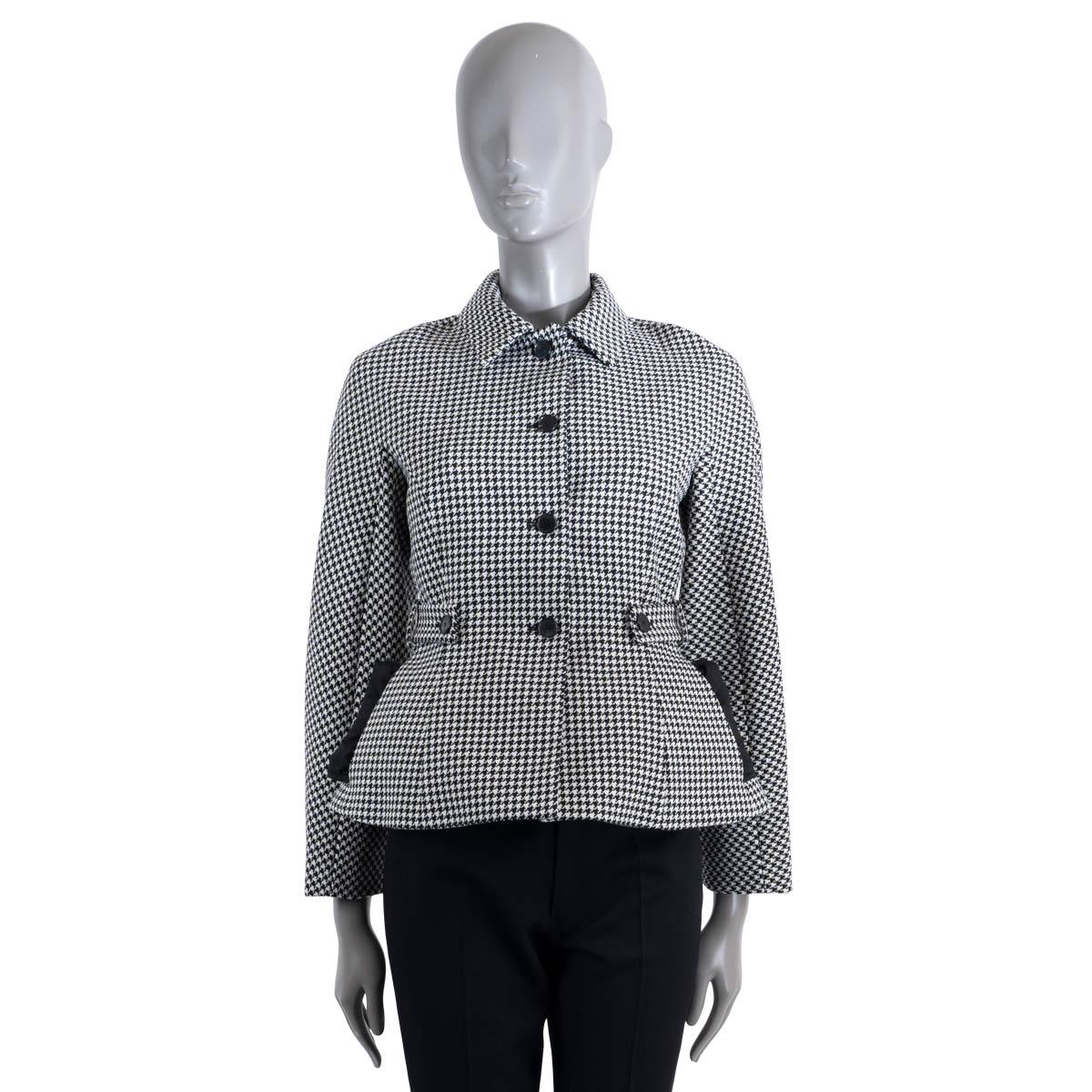 Black CHRISTIAN DIOR black & white wool 2022 HOUNDSTOOTH Jacket 36 XS For Sale