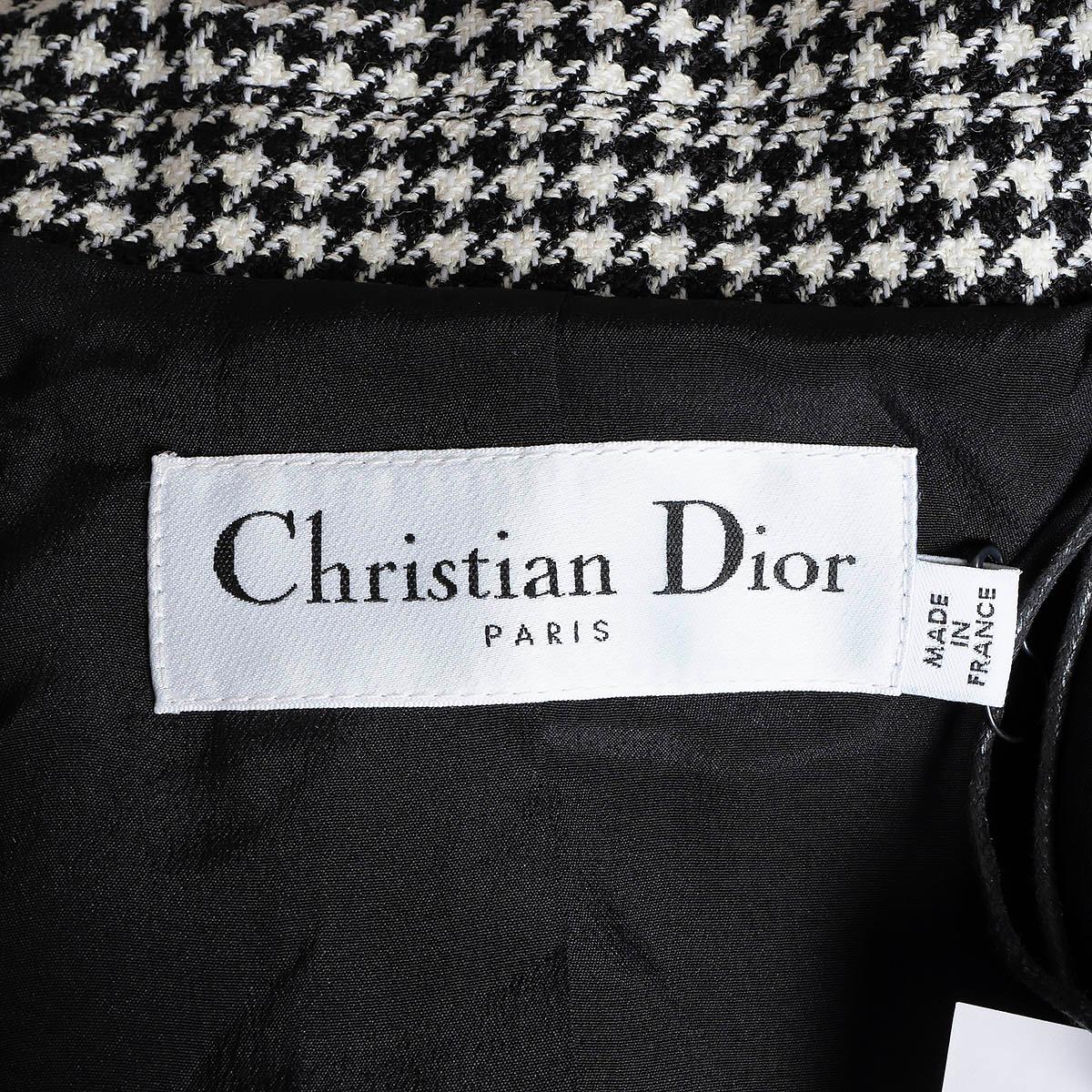 CHRISTIAN DIOR black & white wool 2022 HOUNDSTOOTH Jacket 36 XS For Sale 4