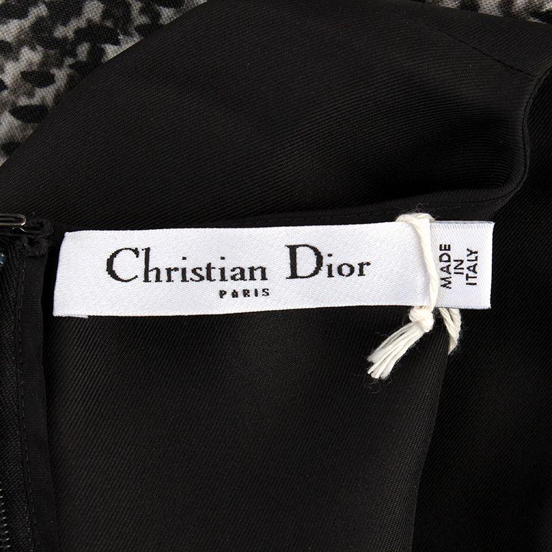 Women's CHRISTIAN DIOR black & white wool & silk FLORAL LAYERED Cocktail Dress 38