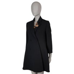 CHRISTIAN DIOR black wool 2016 CRYSTAL FLOWER Coat Jacket 42 L