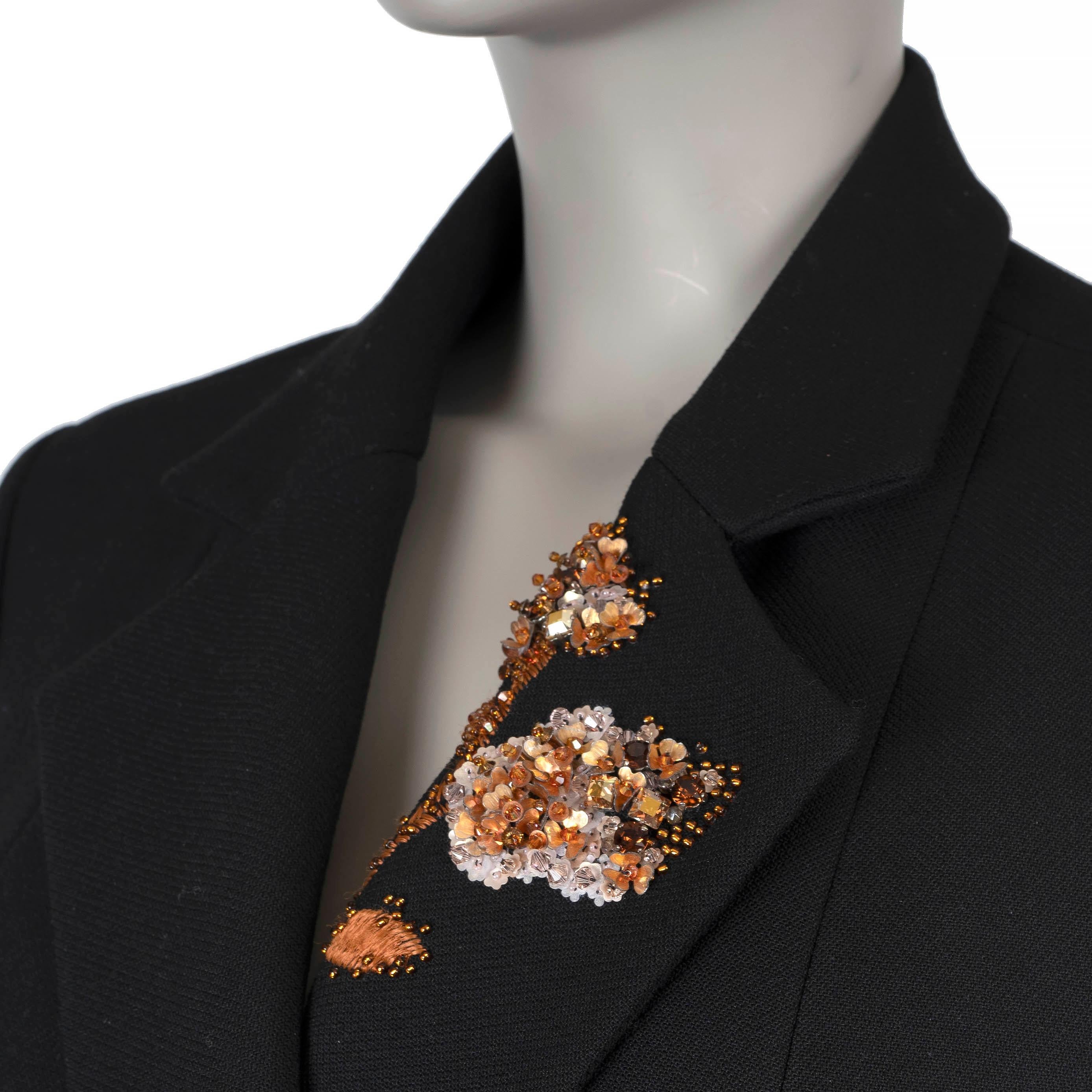 CHRISTIAN DIOR Schwarzer Wollmantel 2016 CRYSTAL FLOWER Jacke 42 L im Angebot 2