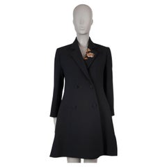 CHRISTIAN DIOR black wool 2016 CRYSTAL FLOWER Coat Jacket 42 L