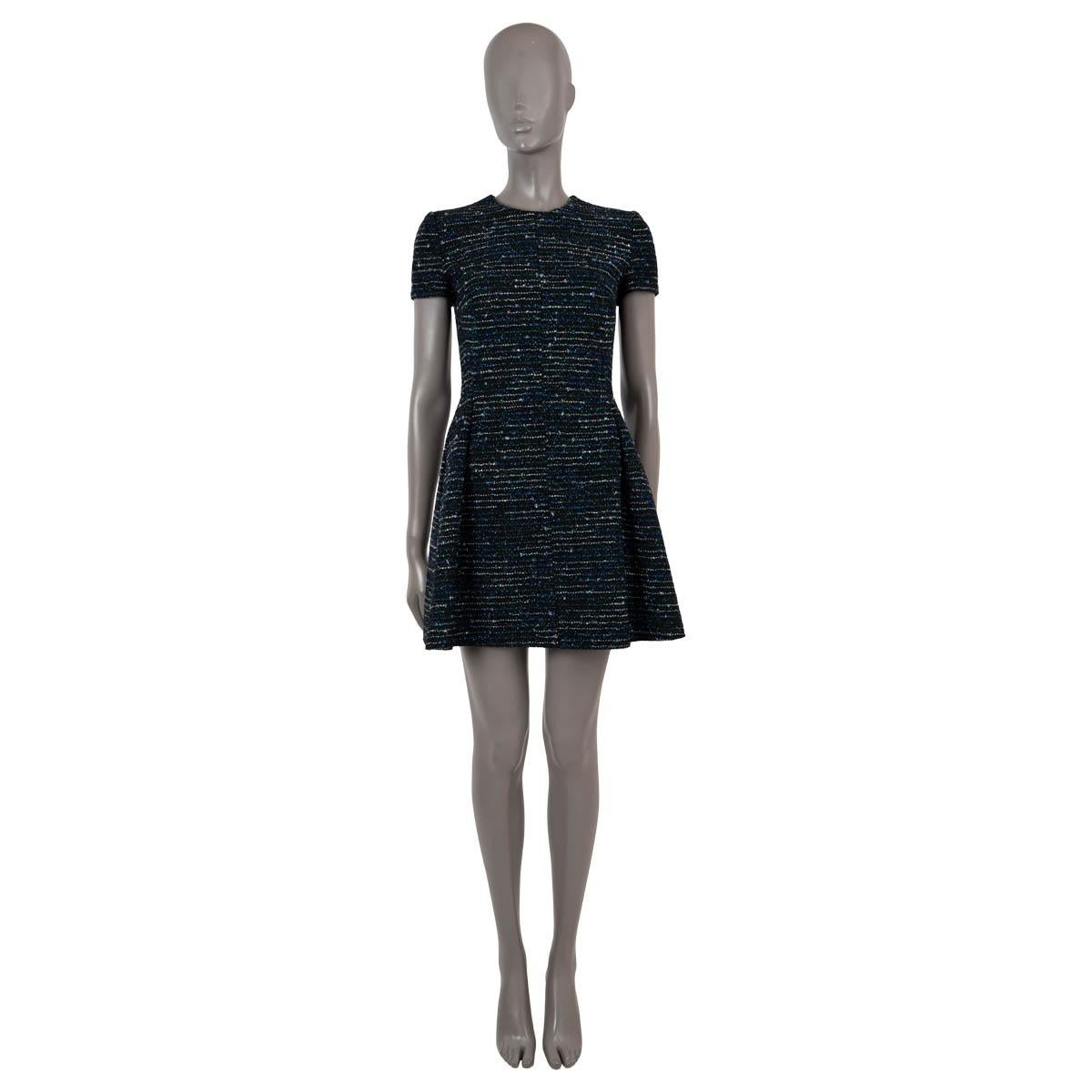 CHRISTIAN DIOR black wool 2016 LUREX TWEED MINI Dress 34 XS For Sale 1