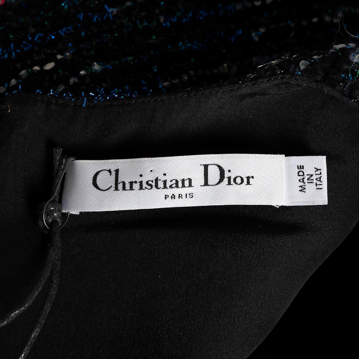 CHRISTIAN DIOR black wool 2016 LUREX TWEED MINI Dress 34 XS For Sale 3