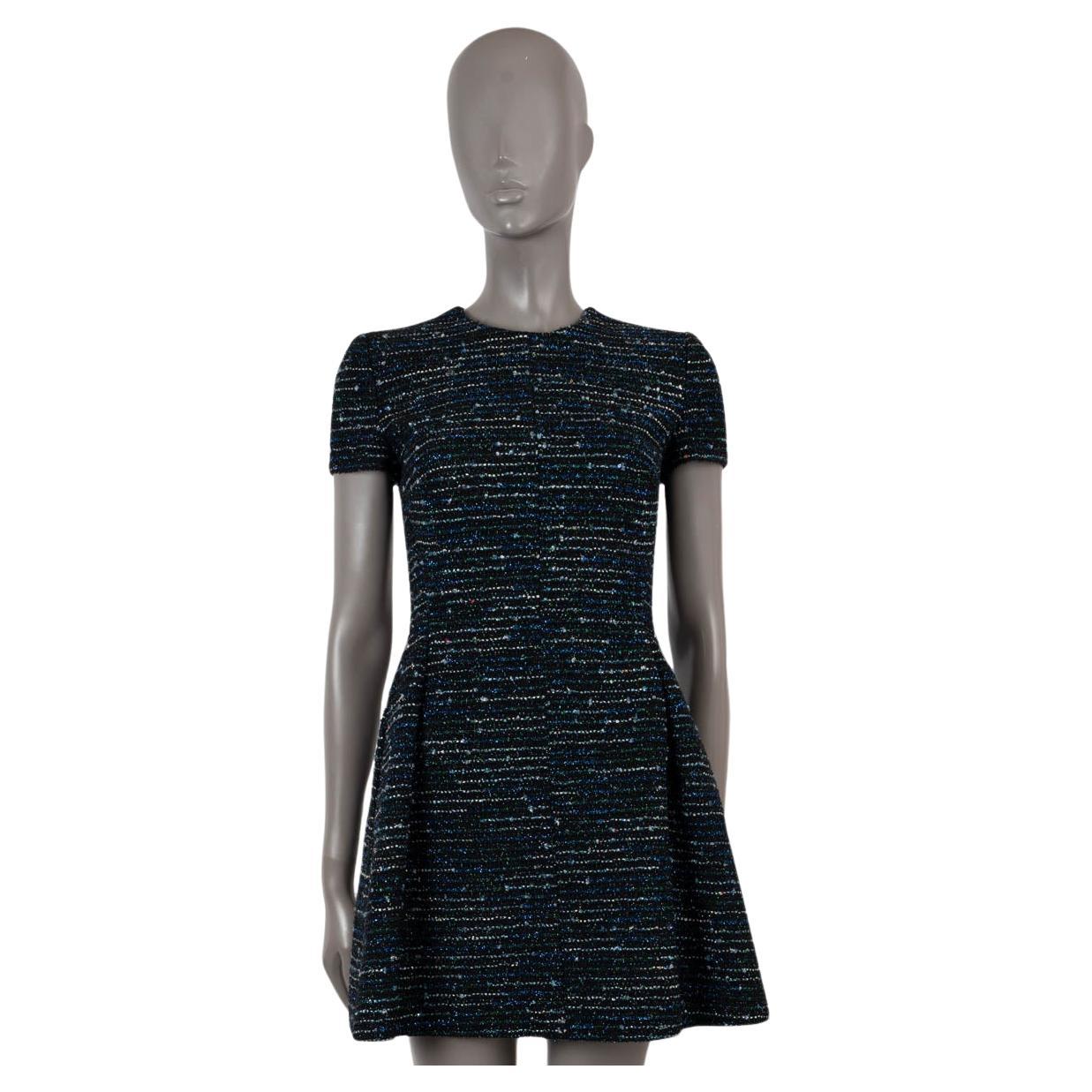 CHRISTIAN DIOR black wool 2016 LUREX TWEED MINI Dress 34 XS