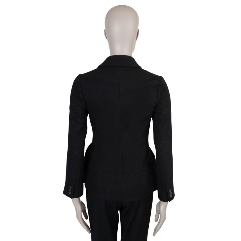 CHRISTIAN DIOR black wool 2019 DOUBLE BREASTED TWILL BAR Jacket 38 - Main Image