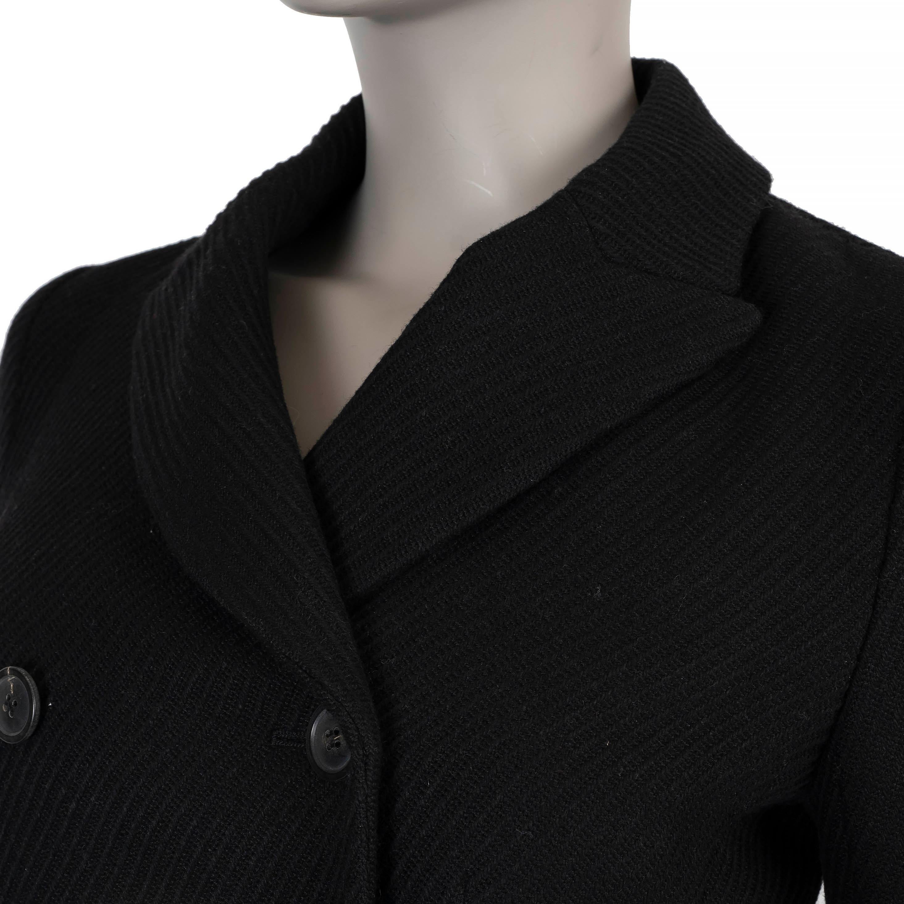 CHRISTIAN DIOR black wool 2019 DOUBLE BREASTED TWILL BAR Jacket 38 S For Sale 1