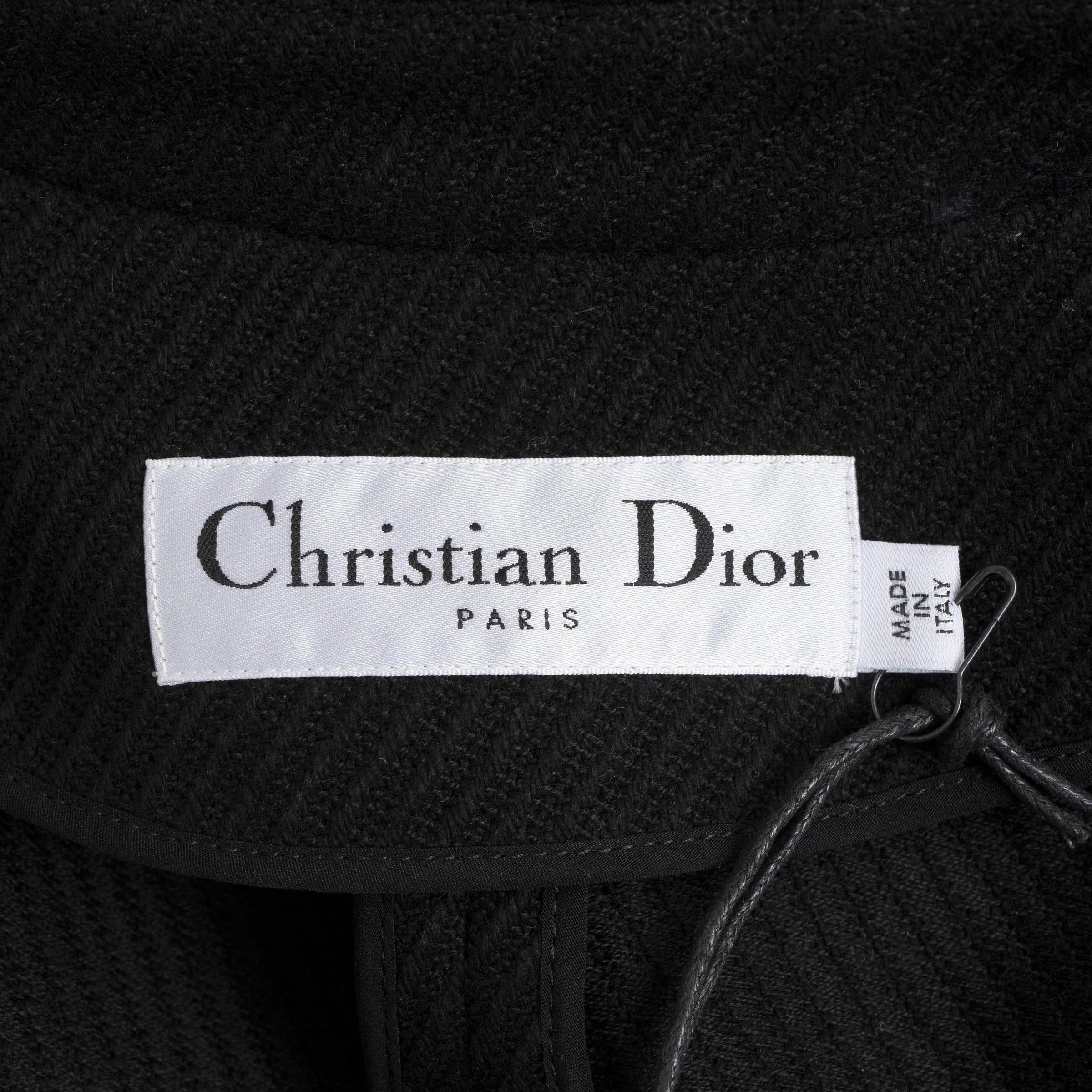 CHRISTIAN DIOR black wool 2019 DOUBLE BREASTED TWILL BAR Jacket 38 S For Sale 2