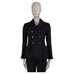 CHRISTIAN DIOR black wool 2019 DOUBLE BREASTED TWILL BAR Jacket 38 S