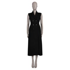 CHRISTIAN DIOR black wool 2024 SLEEVELESS BELTED BLAZER Dress 38 S