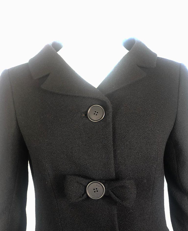 CHRISTIAN DIOR Black Wool Blazer Jacket And Pencil Skirt Suit Size 8 w