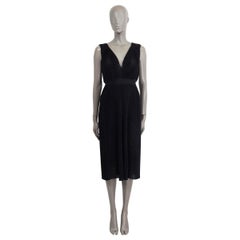 CHRISTIAN DIOR black wool blend SLEEVELESS PLEATED KNIT Dress M