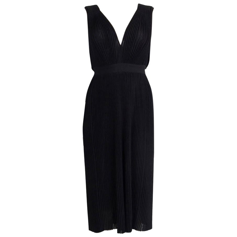 CHRISTIAN DIOR Schwarzes Kleid aus Wollmischung SLEEVELESS mit VERZIERTES NIT Kleid M