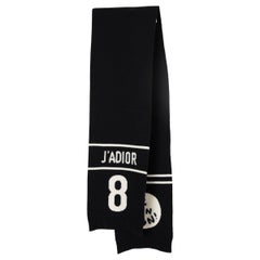CHRISTIAN DIOR black wool & cashmere 2018 J'ADIOR 8 NON NON NON Muffler Scarf