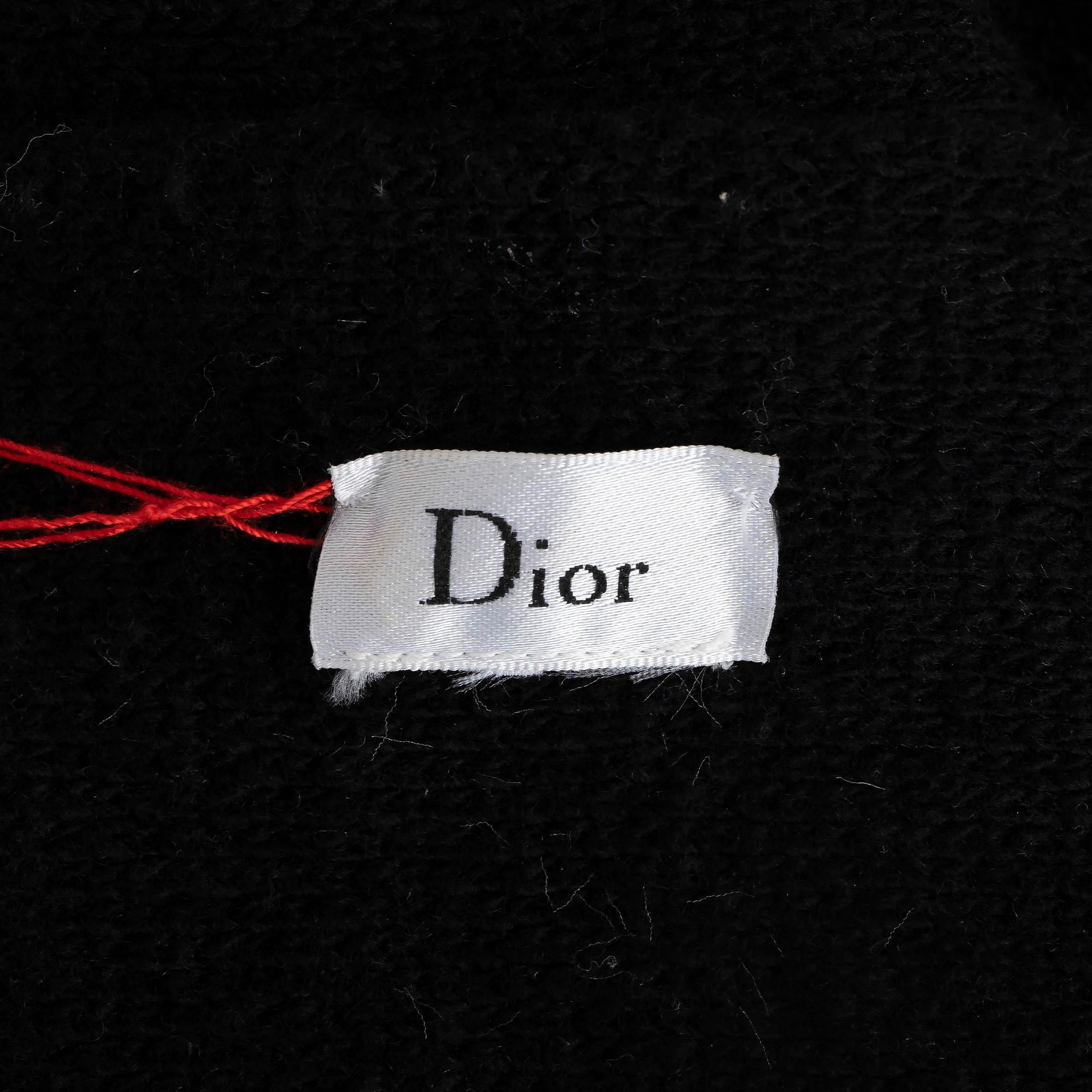 Women's or Men's CHRISTIAN DIOR black wool & cashmere 2018 J'ADIOR 8 NON NON NON Muffler Scarf For Sale