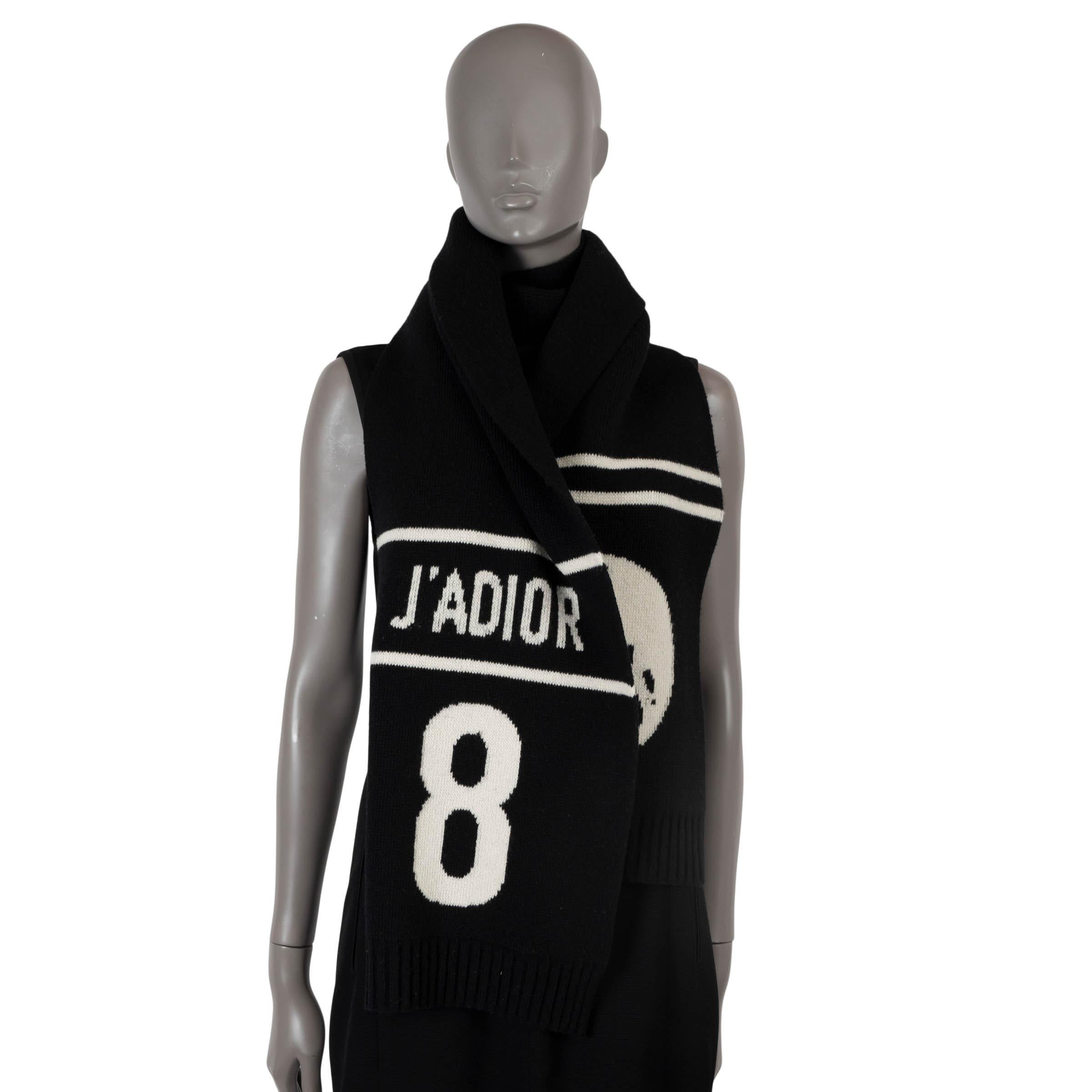 CHRISTIAN DIOR black wool & cashmere 2018 J'ADIOR 8 NON NON NON Muffler Scarf For Sale 1