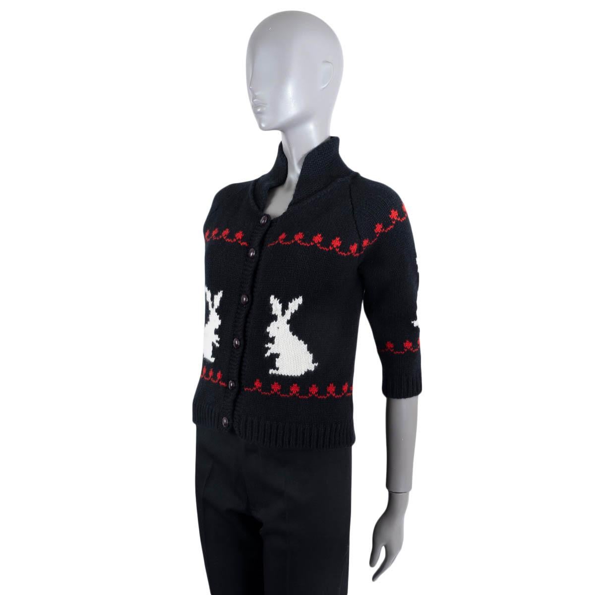 CHRISTIAN DIOR black wool & cashmere 2021 DIORAMOUR RABBI Cardigan Sweater 36 XS 1