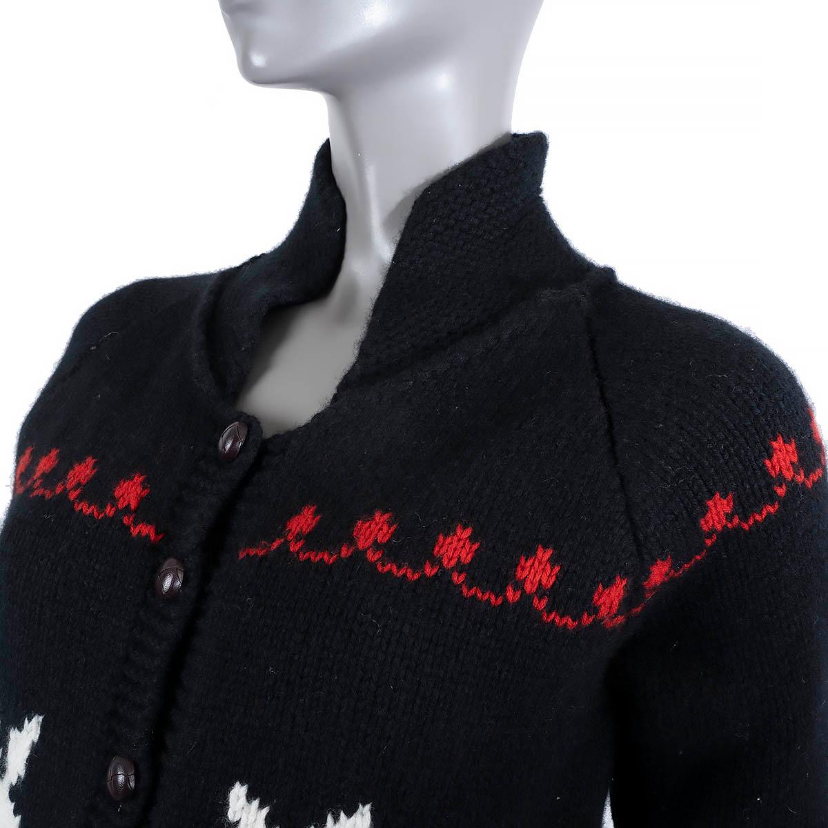 CHRISTIAN DIOR black wool & cashmere 2021 DIORAMOUR RABBI Cardigan Sweater 36 XS 3